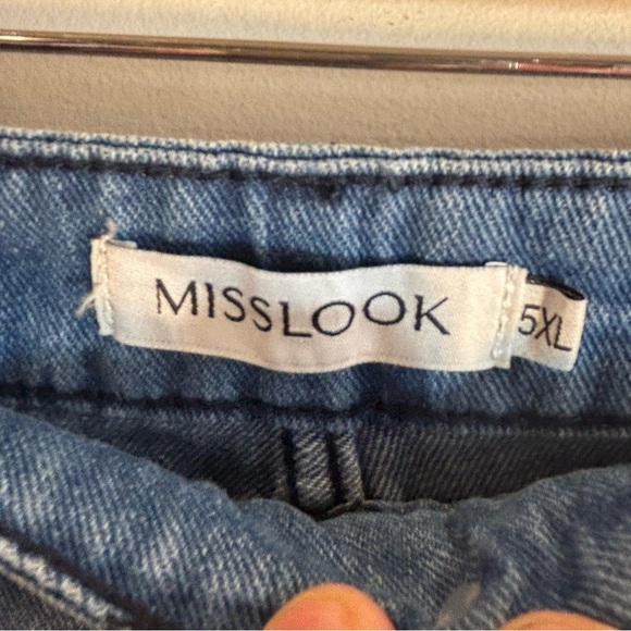 MISSLOOK SZ 5XL (US 16 equivalent) Painted Floral Straight Leg High Rise Jeans - Picture 7 of 12